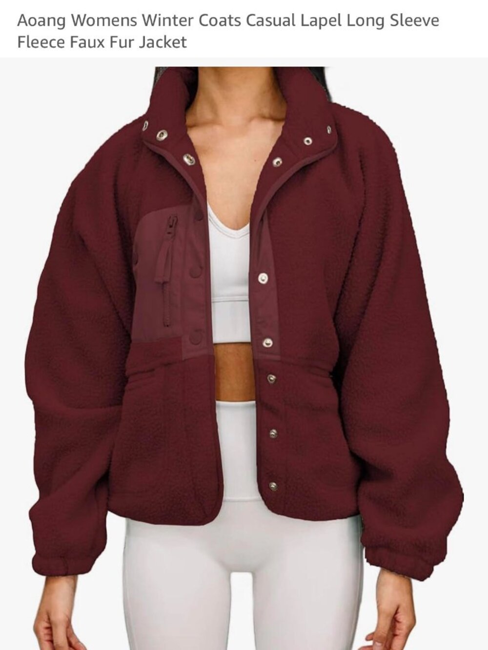 Aoang Womens Winter Coat Casual Lapel Long Sleeve Fleece Faux Fur Jacket